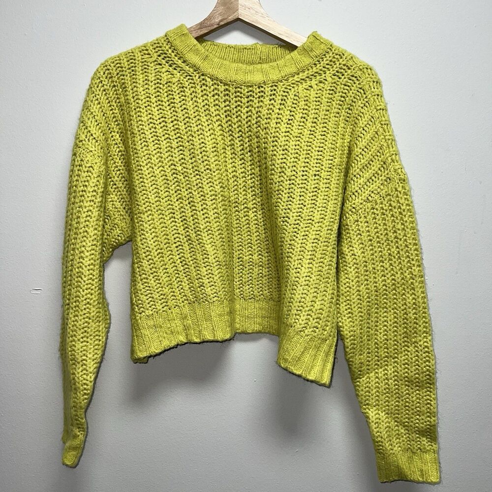 American Eagle Women's Sweater Size S Chartreuse Green Oversized Pullover